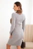 Sukienka damska wiskozowa prążkowana z długim rękawem i stójką szara