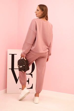 Komplet bluza + spodnie masełko ciemny różowy