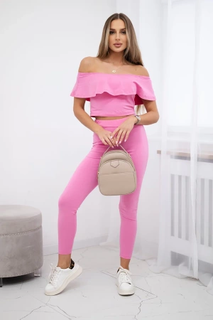 Komplet z falbanką jasno różowy