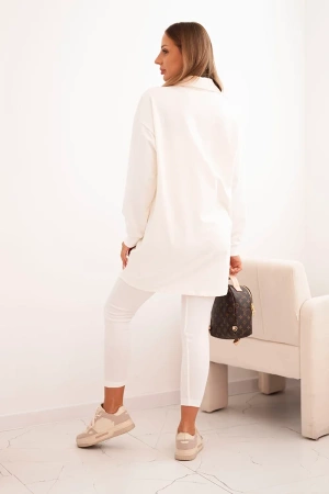 Komplet 3-częściowy bluza, top i legginsy ecru