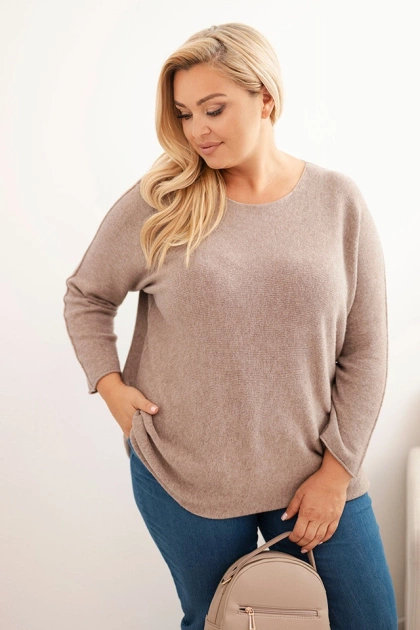 Sweter damski plus size z dekoltem łódką fango