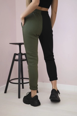 Spodnie damska dresowe z napisem QUEEN khaki