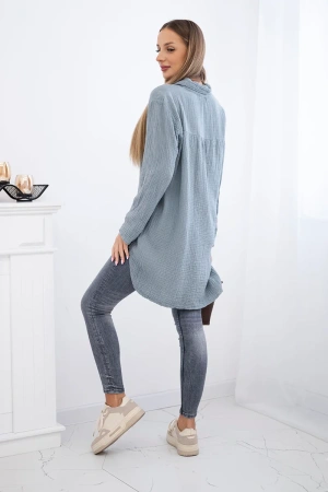 Koszula bawełniana muślinowa Plus Size ciemno szara