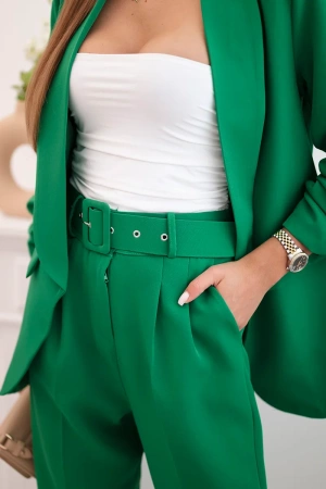 Komplet elegancki marynarki ze spodniami zielony