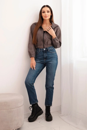 Bluza zamszowa na suwak szara