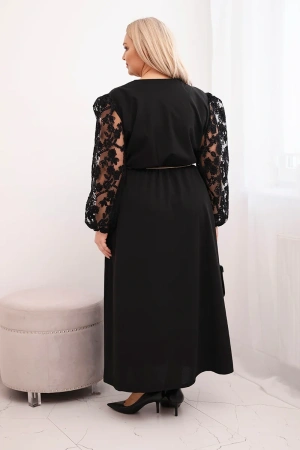 Sukienka damska Plus Size z wiskozy z kopertowym dekoltem czarna