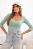 Bluzka okrągły dekolt ciemny miętowy