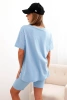 Komplet damski bawełniany z krótkim rękawem i szortami niebieski