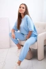 Komplet damski z wiskozy masełko z krótkim rękawem i spodniami niebieski