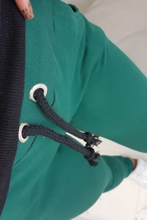 Komplet w kolorowe pasy zielony+szary