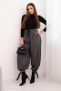 Spodnie damskie z szeroką nogawką i wiązaniem u dołu grafitowe