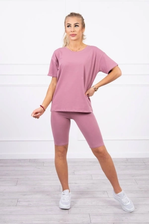 Komplet top+legginsy ciemny różowy