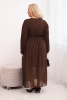 Sukienka plisowana damska Plus Size z wiskozy i z długim rękawem brązowa