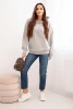 Bluza damska pętelkowa bawełniana z kapturem i kieszenią kangurką szara