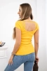 Bluzka z koronkowym dekoltem musztardowa