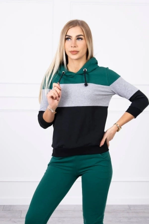 Komplet w kolorowe pasy zielony+szary