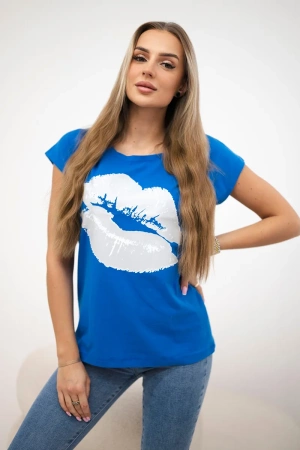 Bluzka z nadrukiem ust chabrowa