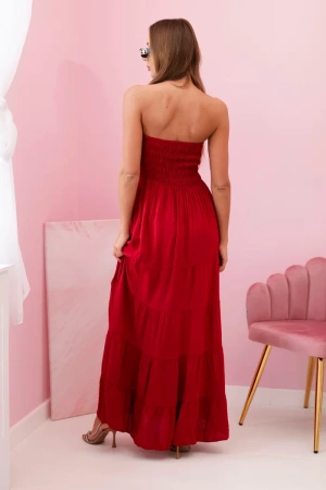 Sukienka damska wiskozowa z elastyczną górą bordowa