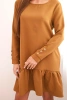 Sukienka z falbaną camelowa