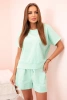 Komplet damski punto z krótkim rękawem i szortami miętowy