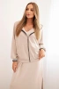 Komplet damska z wiskozą z rozpinaną bluzą i długą sukienką beżowy