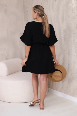 Sukienka muślinowa taliowana czarna