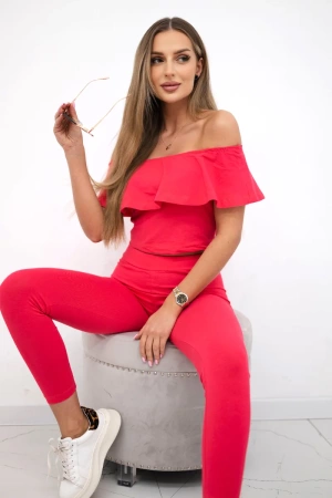 Komplet z falbanką malinowy