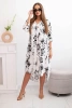 Sukienka damska z wiskozy w kwiaty z asymetrycznym dołem grafitowa