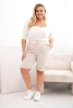 Spodenki damskie bawełniane Plus Size z paskiem beżowe
