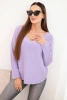 Sweter damska z wiskozą z dekoltem w serek jasno fioletowy