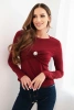 Bluzka damska z wiskozy dopasowana z drapowaniem i broszką bordowa