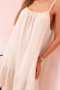 Sukienka damska muślinowa na ramiączkach z falbaną beżowa