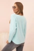 Sweter damska z wiskozą z dekoltem w serek miętowy