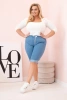 Spodenki damskie bawełniane Plus Size z wiązaniem jasno jeansowe