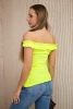 Bluzka hiszpanka z falbankami żółty neon