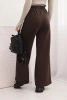 Spodnie damskie bawełniane z szeroką nogawką i kieszeniami brązowe
