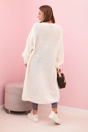 Sweter długi kardigan ecru