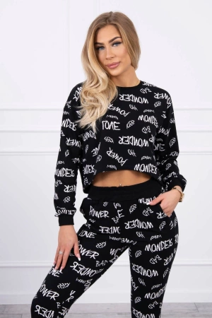 Komplet z napisami czarny