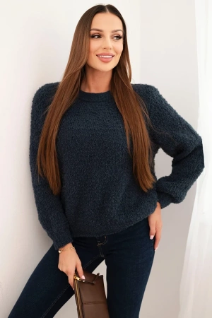 Sweter damski z miękkiego moheru granatowy