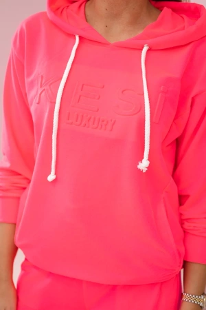 Komplet bawełniany Kesi Luxury różowy neon