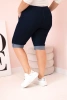 Spodenki damskie bawełniane Plus Size z wiązaniem ciemno jeansowe