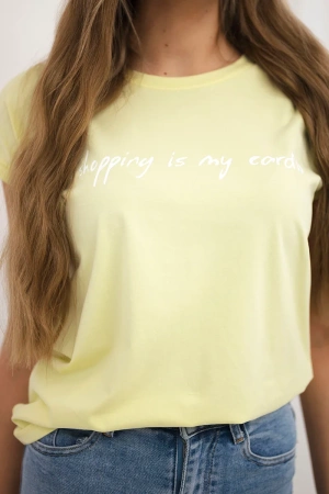 Bluzka Shopping is my cardio jasny żółty