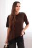 Bluzka damska bawełniana asymetryczna z koronką na dole brązowa