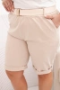 Spodenki damskie bawełniane Plus Size z paskiem jasno beżowe