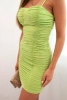 Sukienka damska na ramiączkach z marszczeniem jasno zielona
