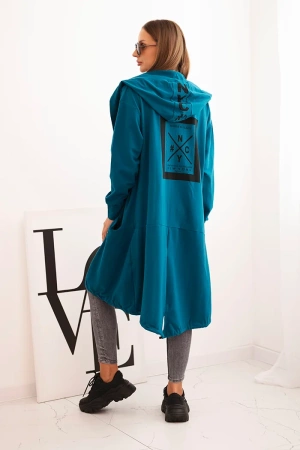 Narzutka z kapturem oversize morska