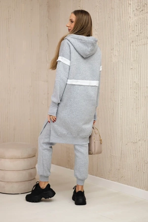 Komplet ocieplany z długą bluzą szary