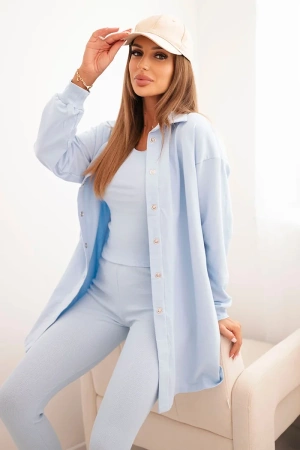 Komplet 3-częściowy bluza, top i legginsy niebieski