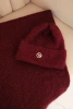 Komplet damski z czapką i kominem z miękkiej dzianiny bordowy