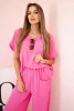 Komplet z wiskozy bluzka + spodnie różowy